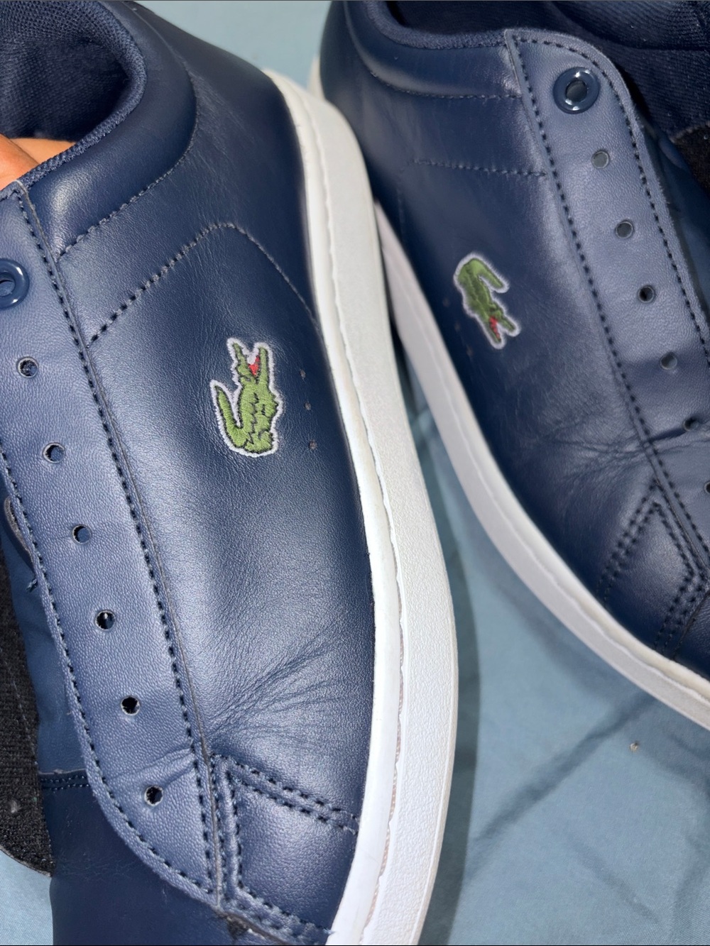 Lacoste Men's Navy Leather Sneakers with White Sole - Picture 7 of 12